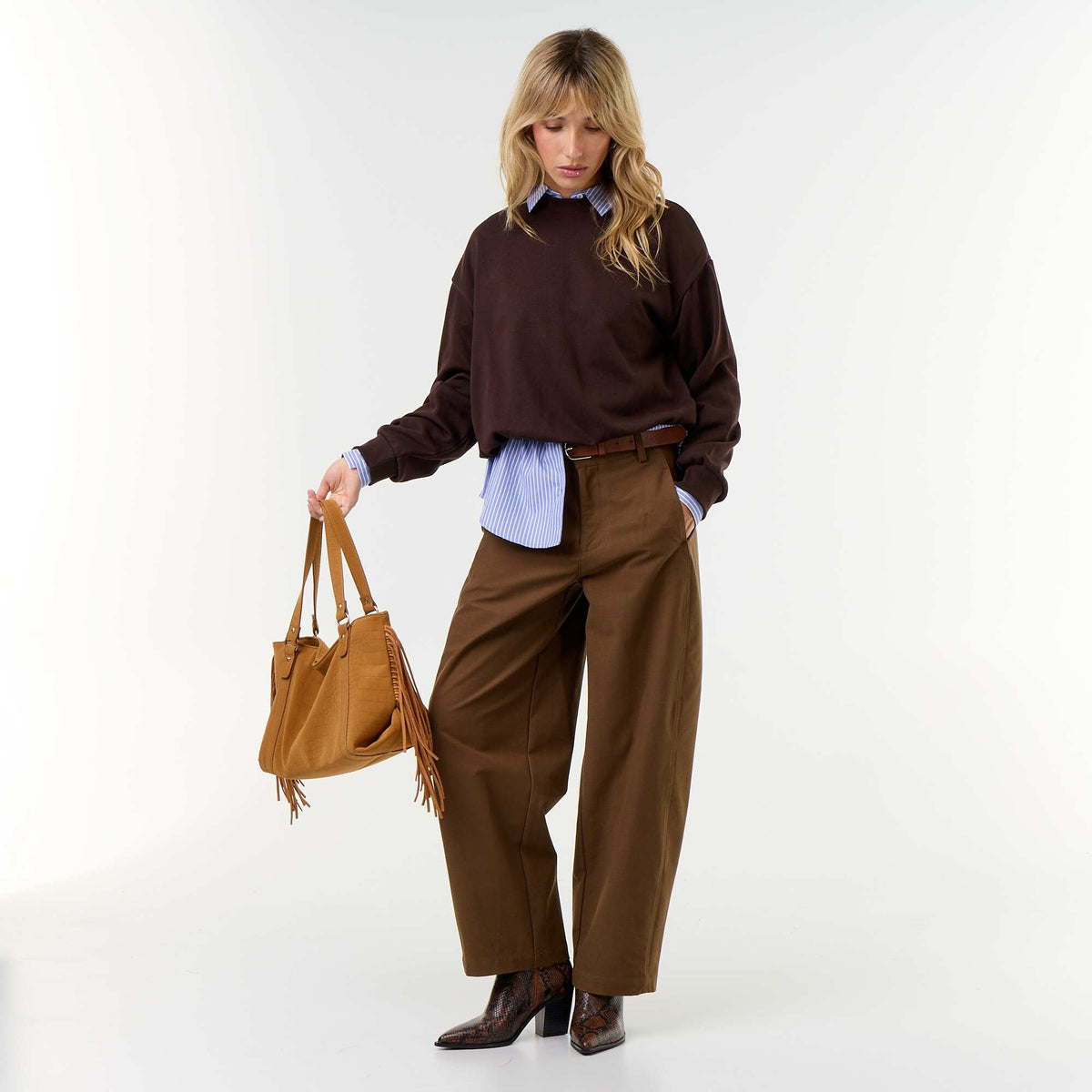 Balloon French Terry Sweatshirt BROWN