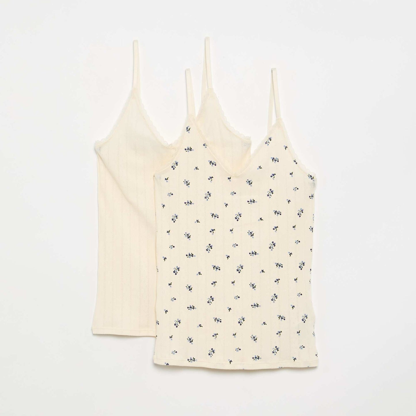 Pack of 2 Printed Pointelle Tank Tops WHITE