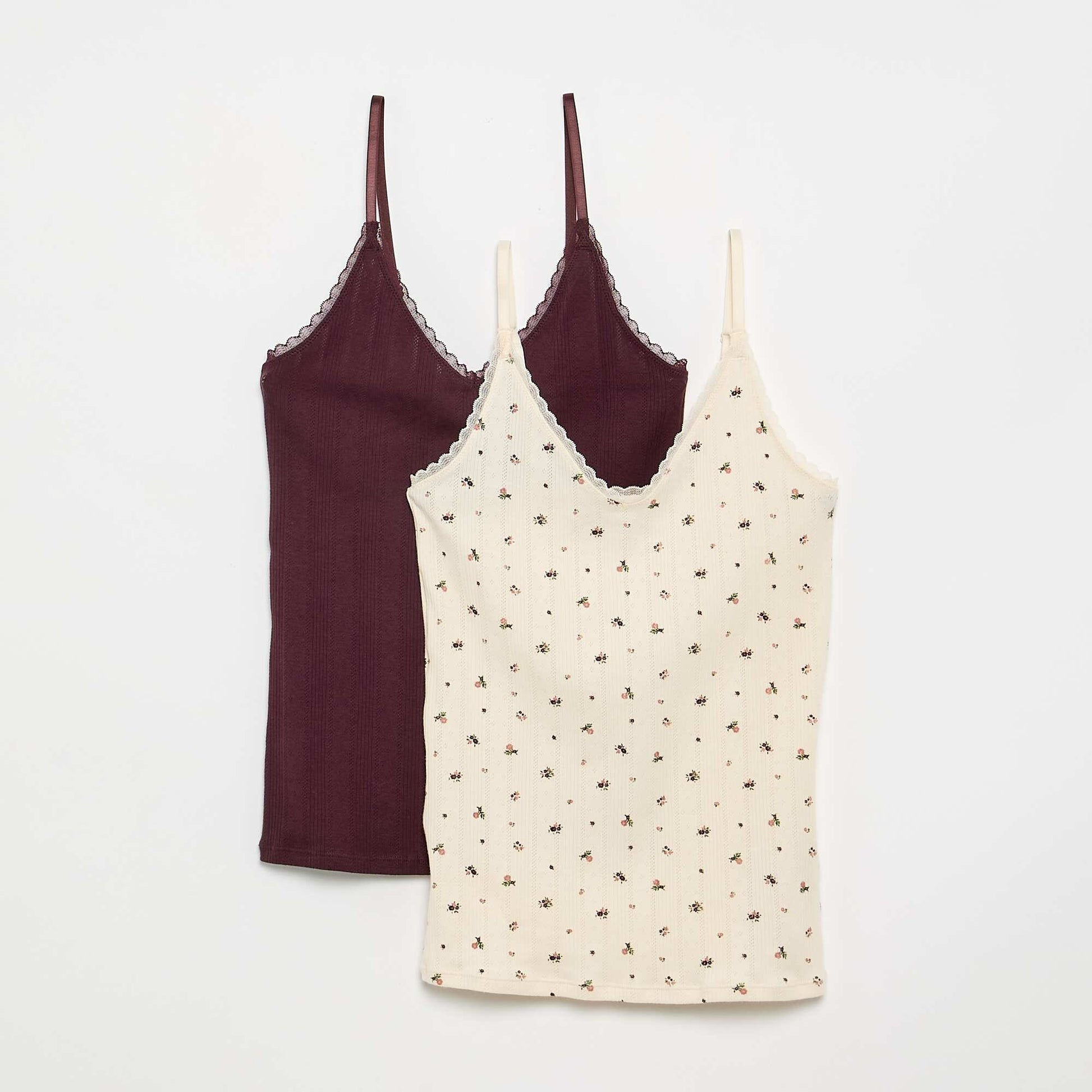 Pack of 2 Printed Pointelle Tank Tops WHITE
