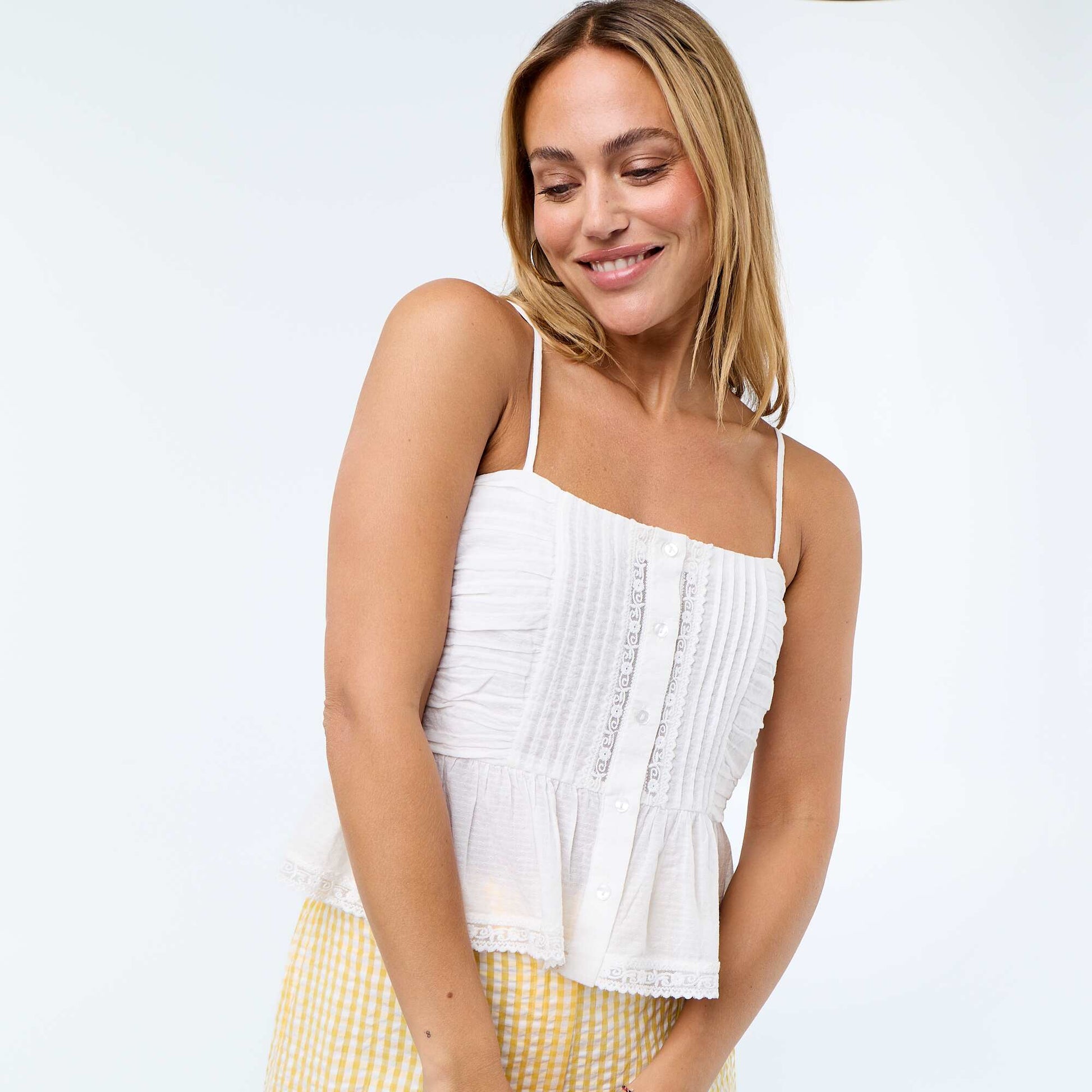 Cropped top with delicate straps WHITE