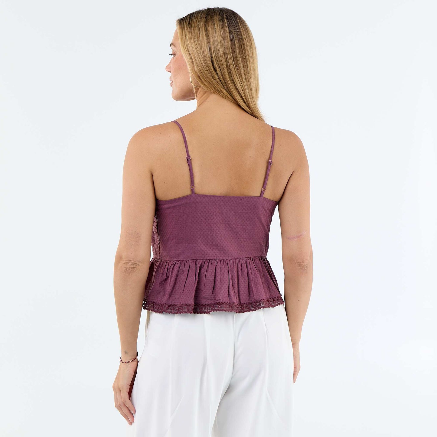 Cropped top with delicate straps PURPLE