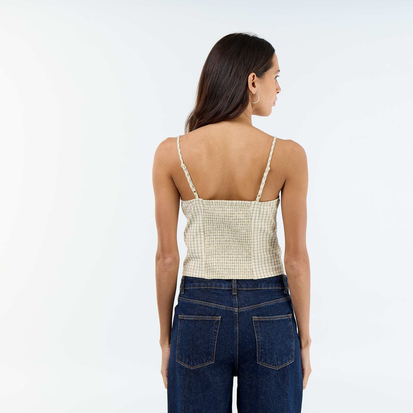 Patterned Cropped Top with Adjustable Straps YELLOW