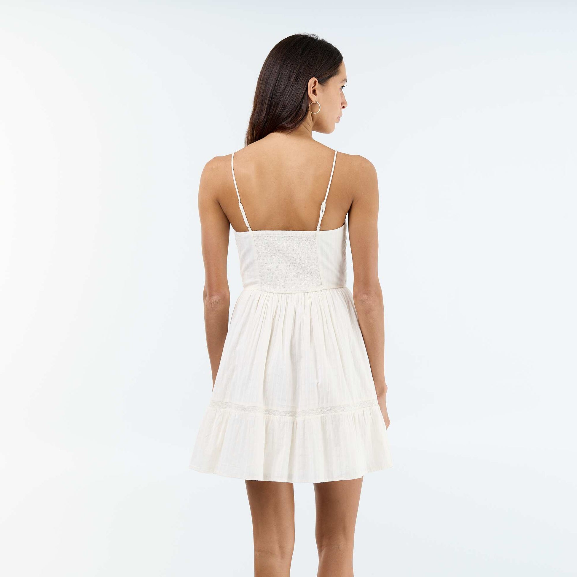 Flared strap dress WHITE