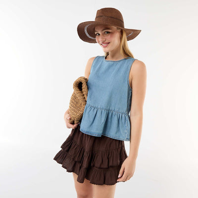Tiered Ruffle Skirt BROWN