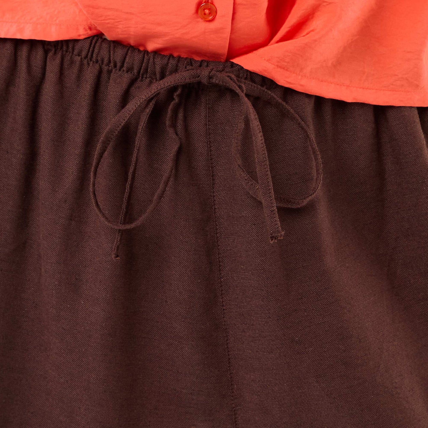 Solid Wide-Leg Pants with Elastic Waistband BROWN