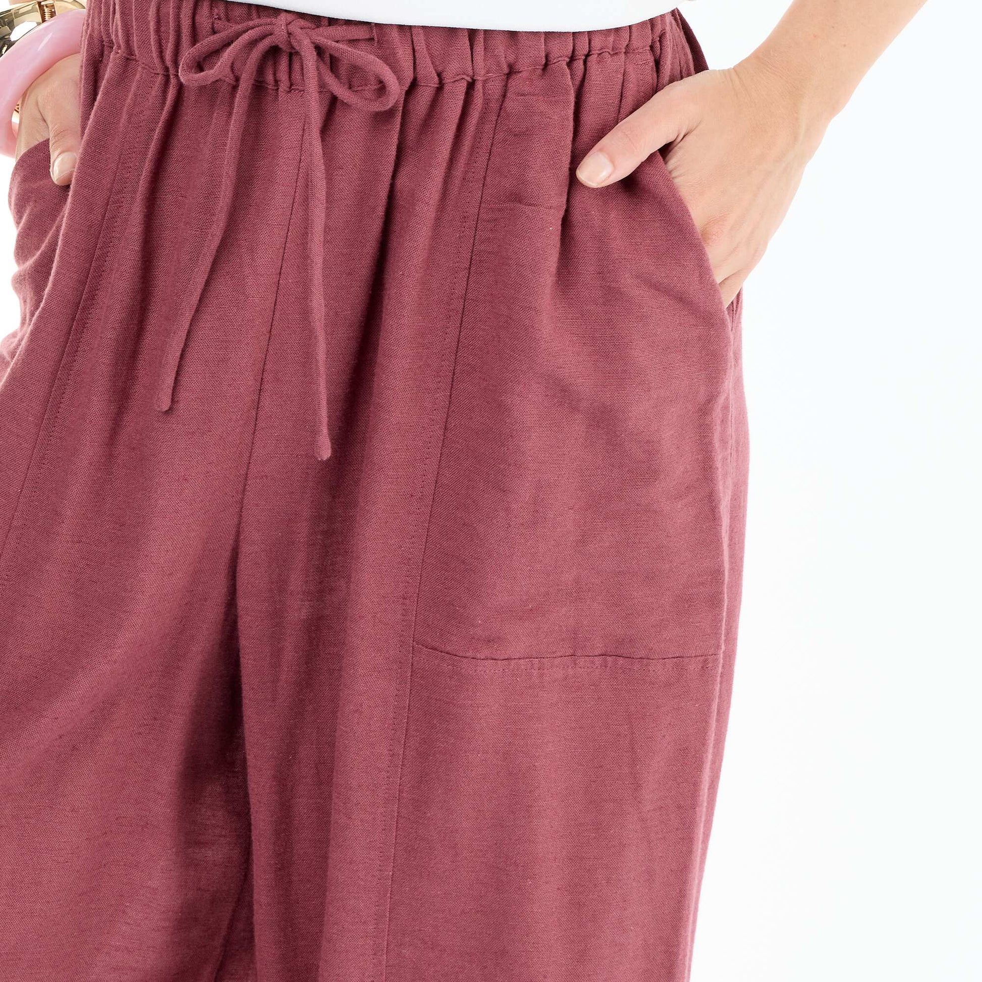 Wide-leg linen blend trousers PINK