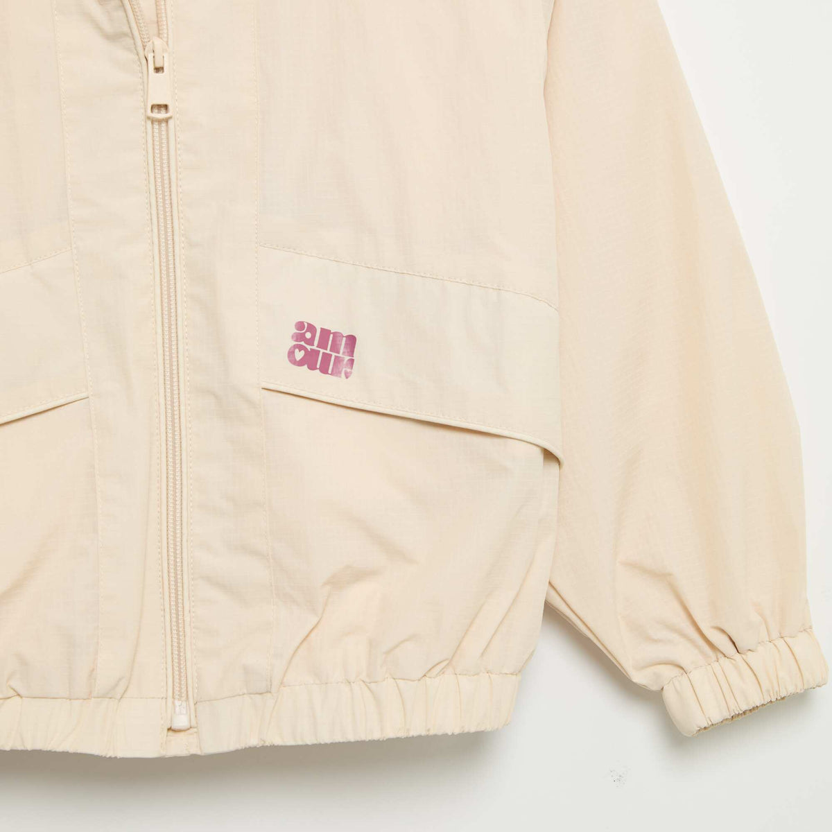 Hooded Windbreaker Jacket BEIGE