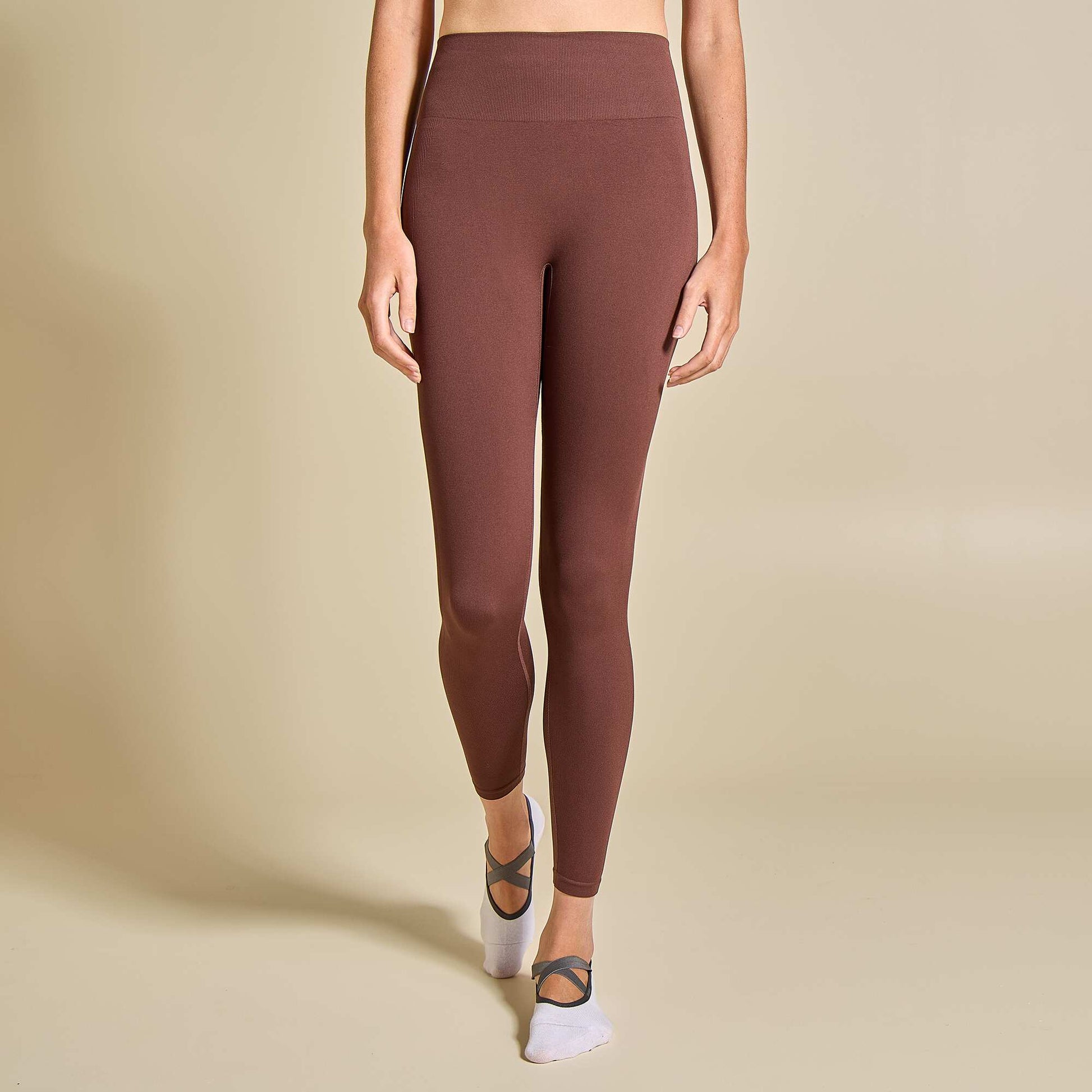Ribbed Sports Leggings BROWN