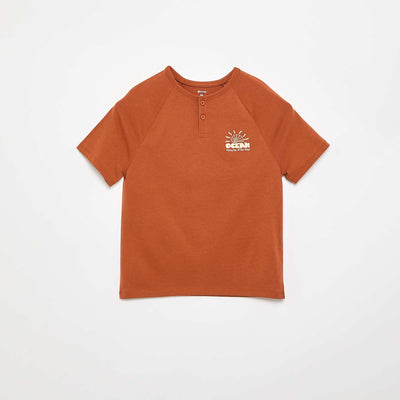 Embroidered Short-Sleeved T-shirt BROWN