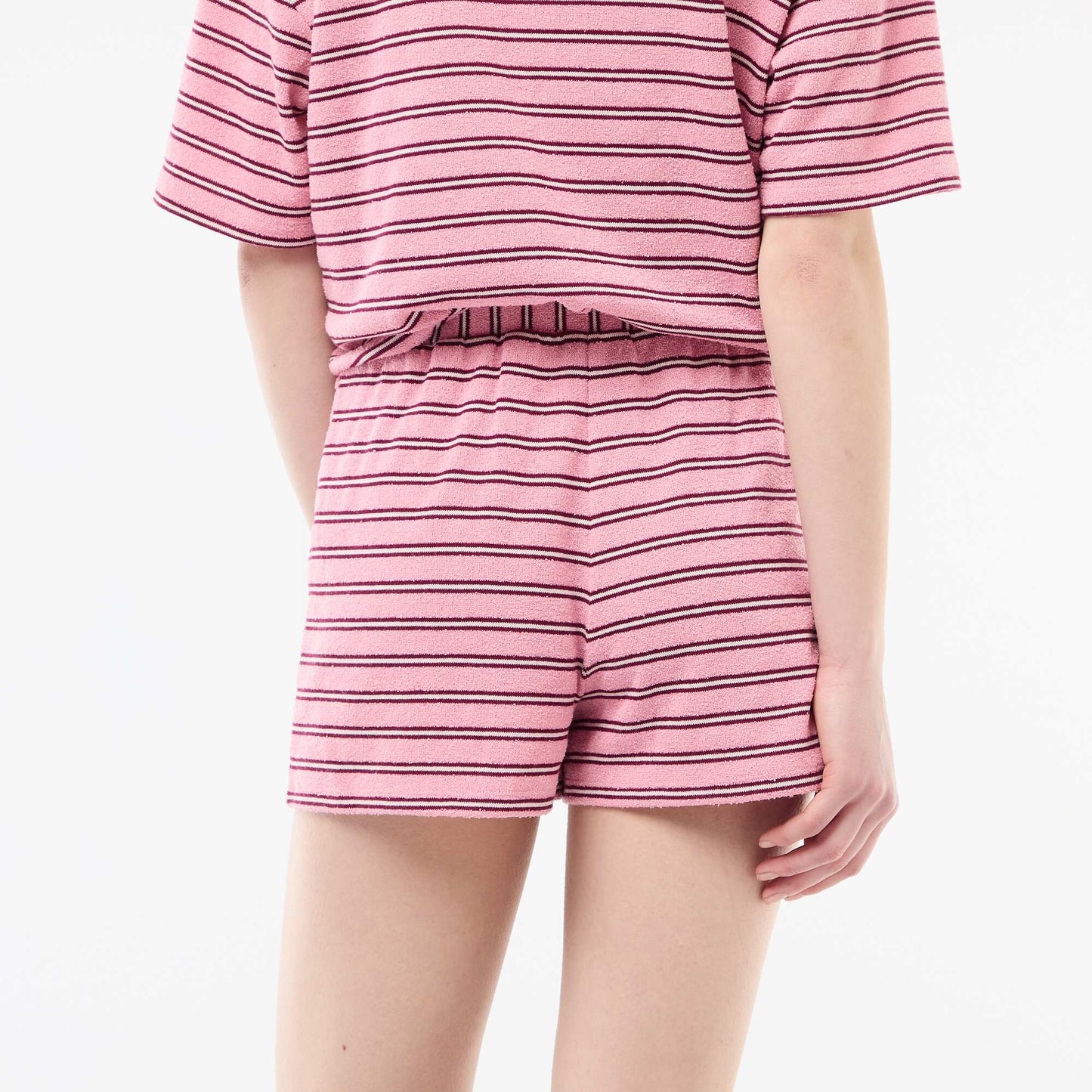 Striped Terry Towelling Shorts PINK