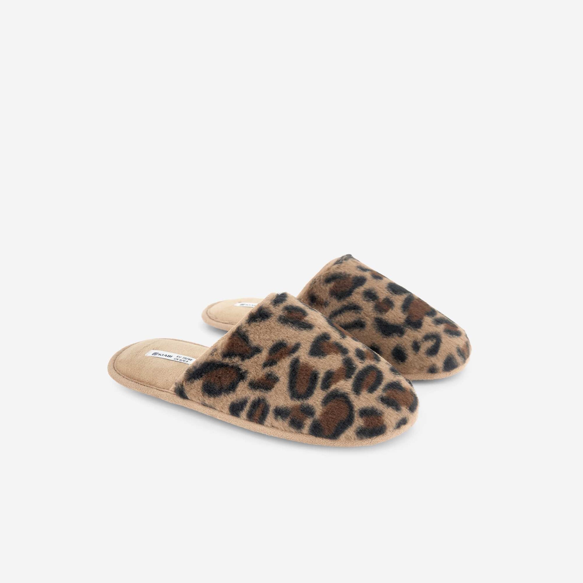 Faux Fur Mule Slippers BROWN
