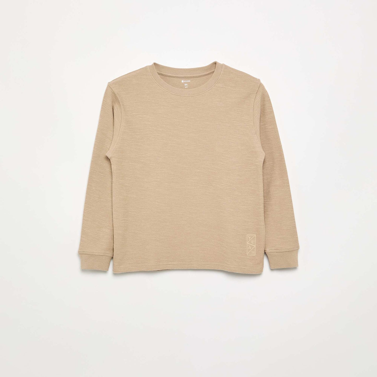 Plain long-sleeved sweater BEIGE