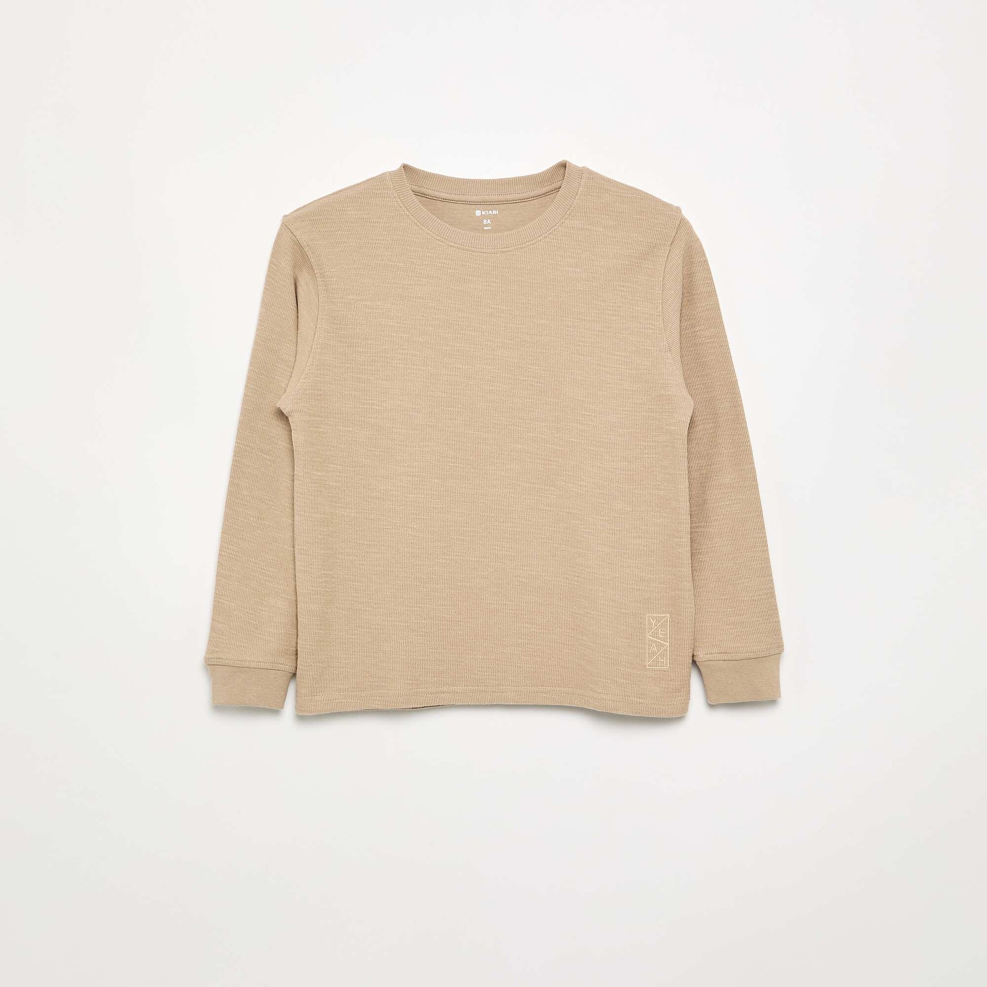 Plain long-sleeved sweater BEIGE