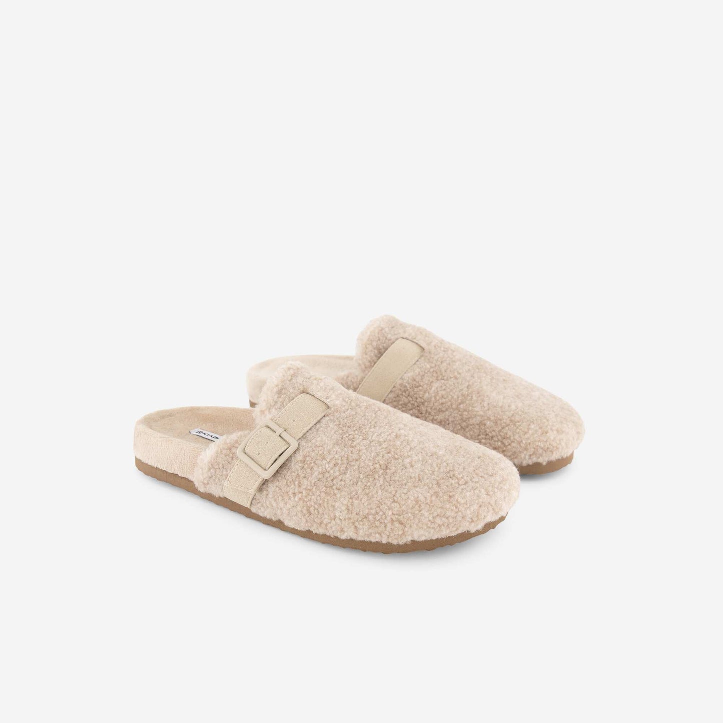 Fleece-lined mule slippers BEIGE