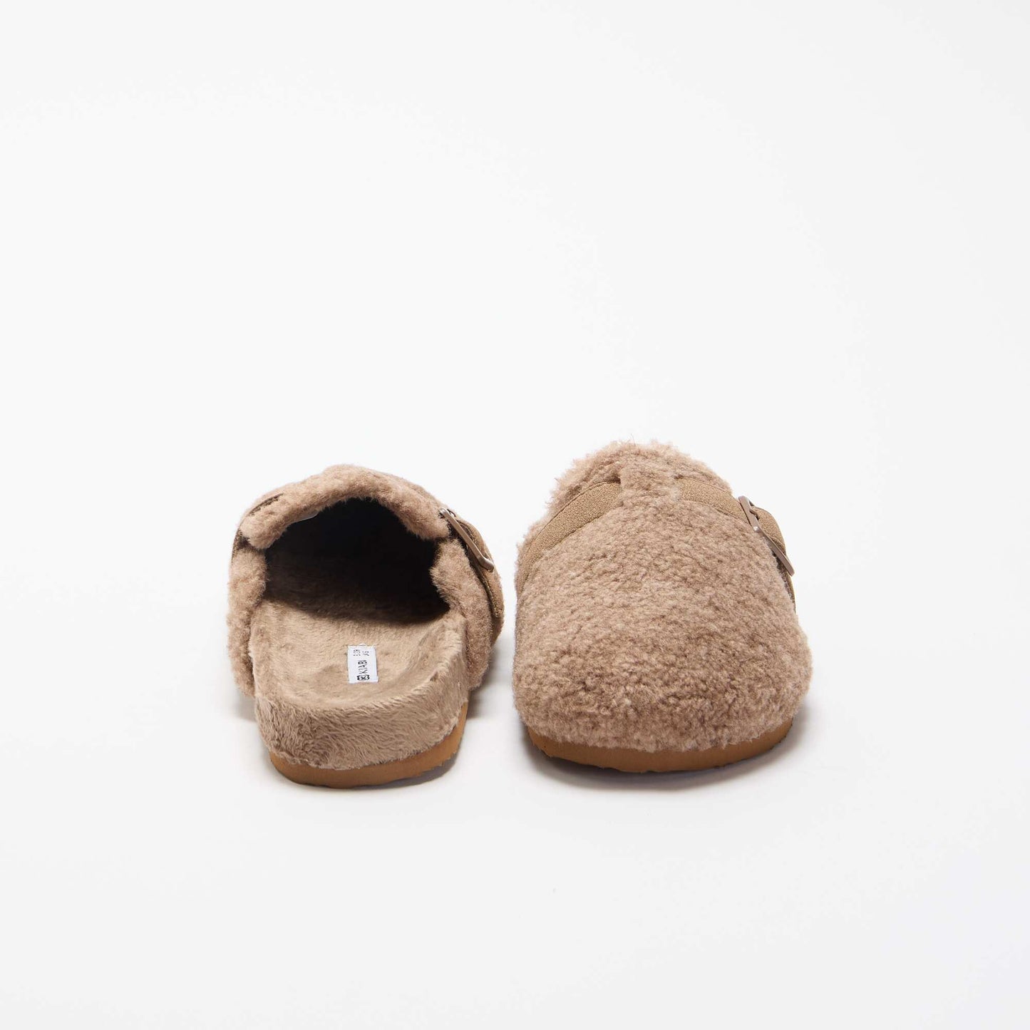 Fleece-lined mule slippers BROWN