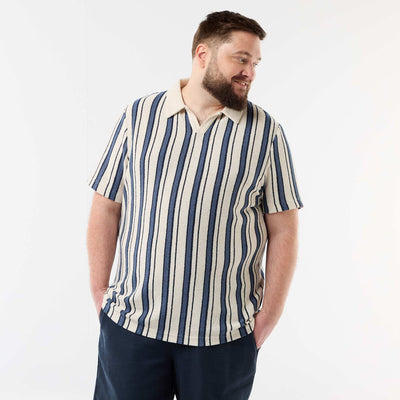 Short-sleeved knit polo shirt BLUE
