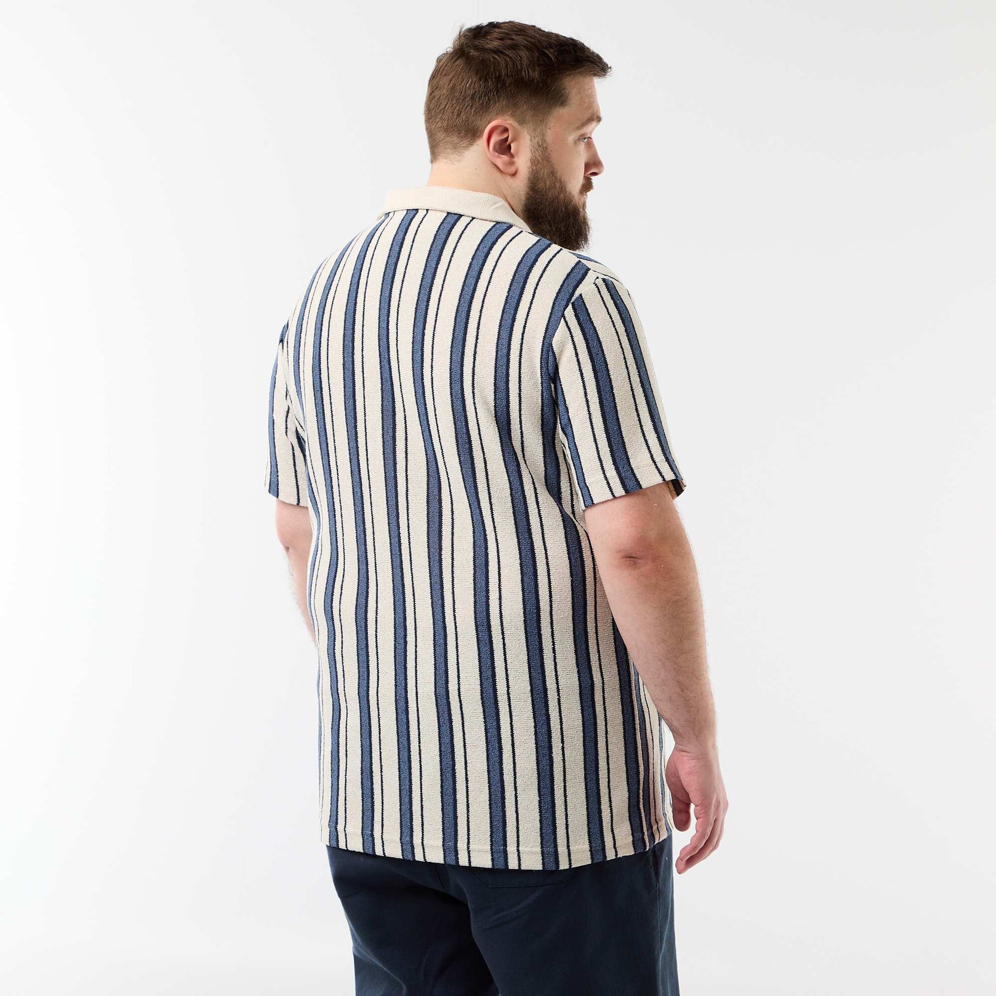 Short-sleeved knit polo shirt BLUE