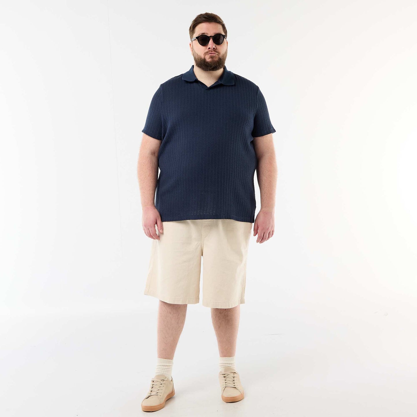 Textured Knit Short-Sleeve Polo BLUE