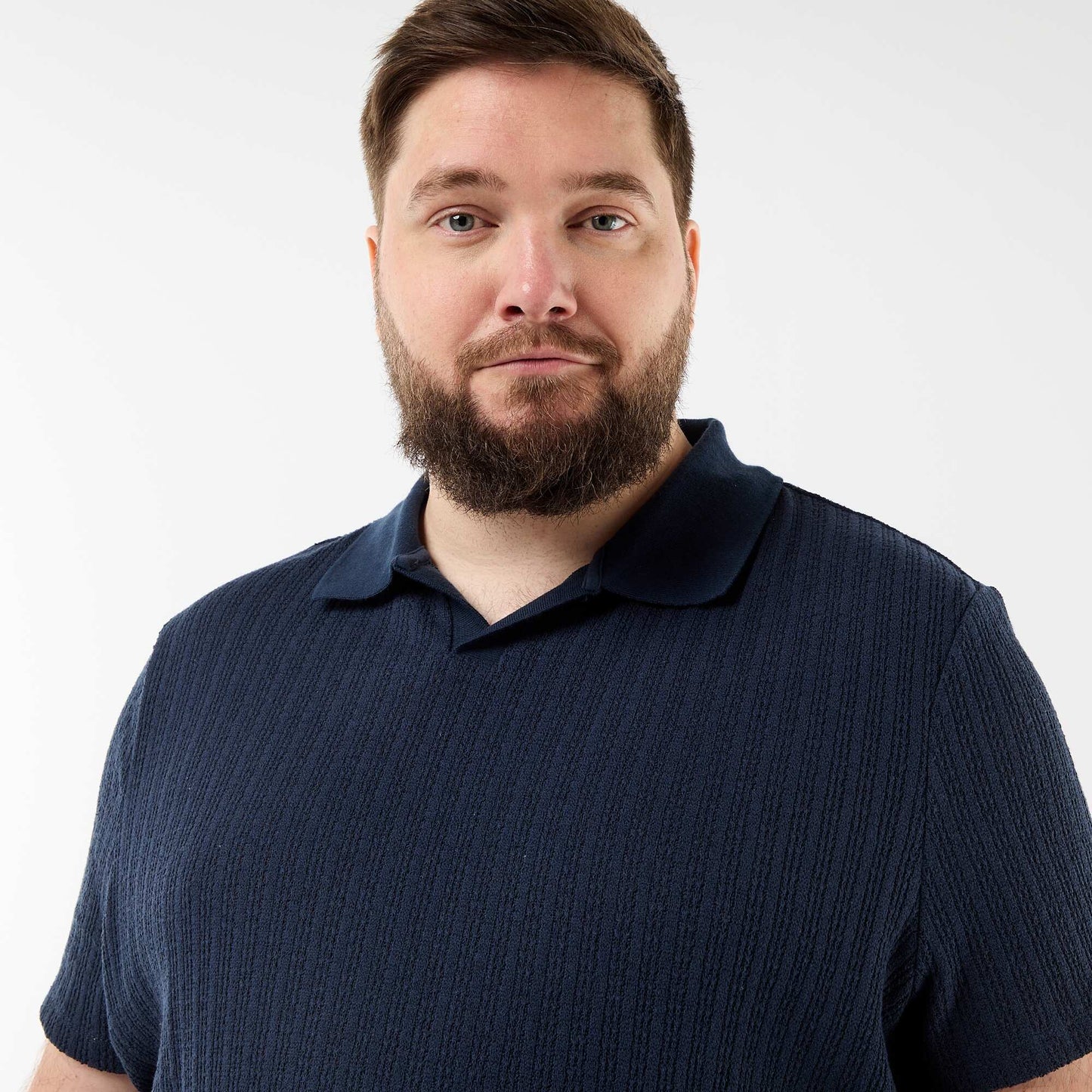 Textured Knit Short-Sleeve Polo BLUE