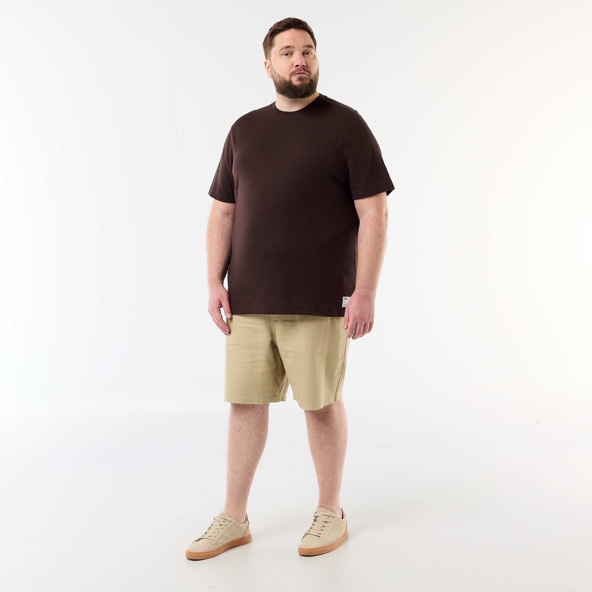 Textured Ribbed T-shirt BROWN