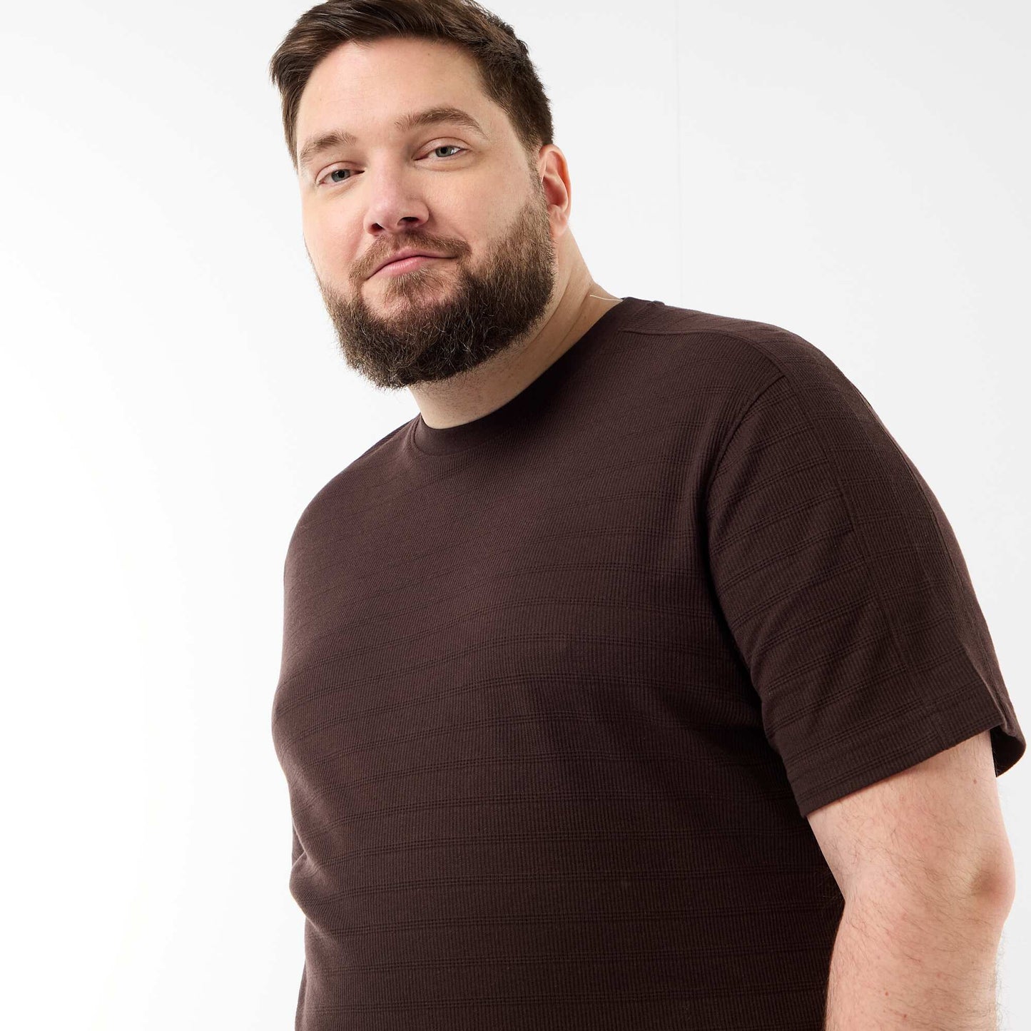 Textured Ribbed T-shirt BROWN