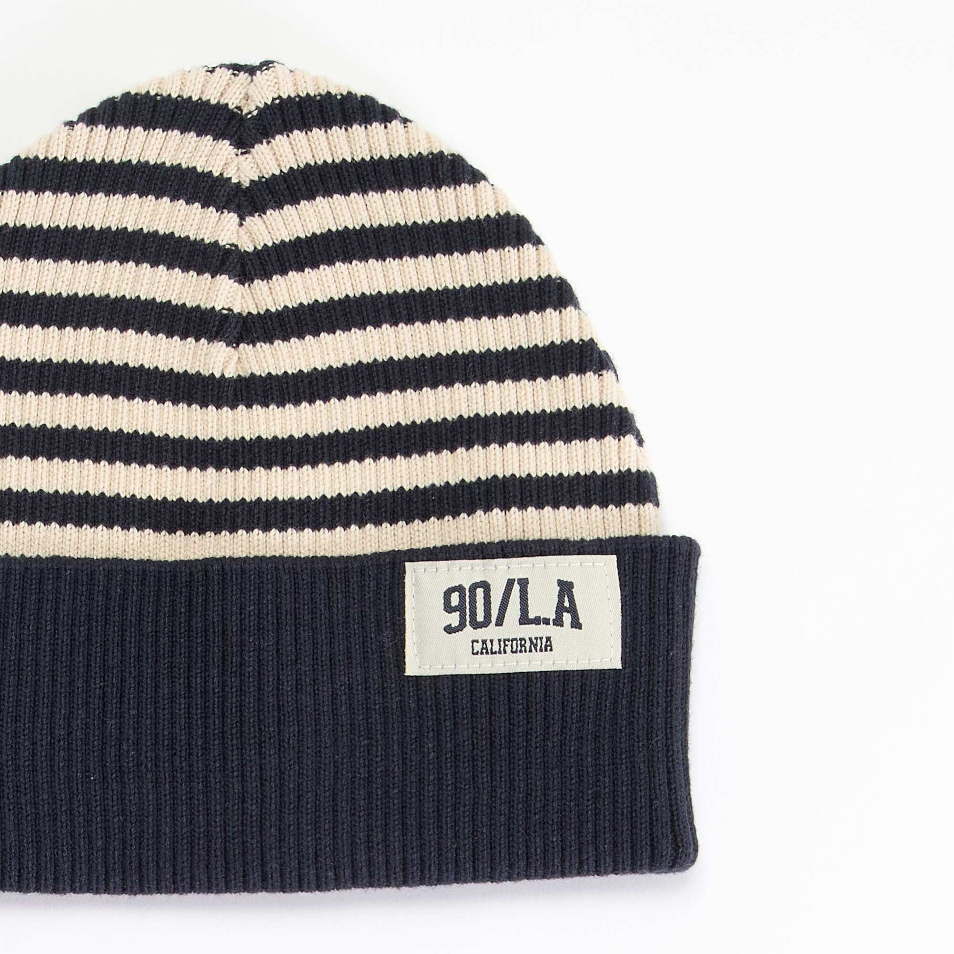 Striped Beanie with Cuff BLUE