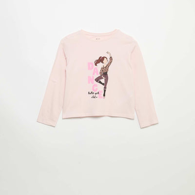 Long-sleeved T-shirt with print PINK