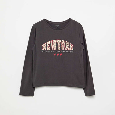 Long-sleeved T-shirt with print BLACK