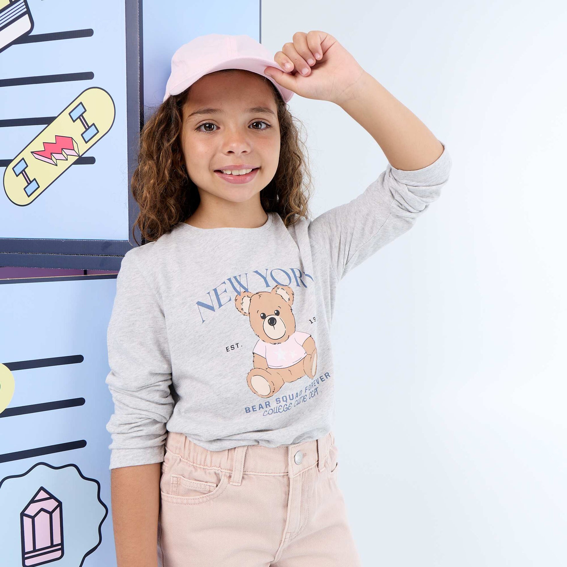 Long-sleeved T-shirt with print GREY