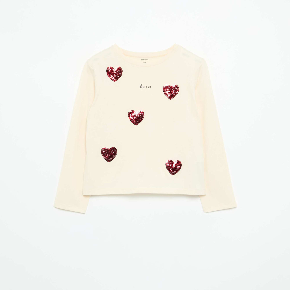 Long-sleeved T-shirt with graphic BEIGE
