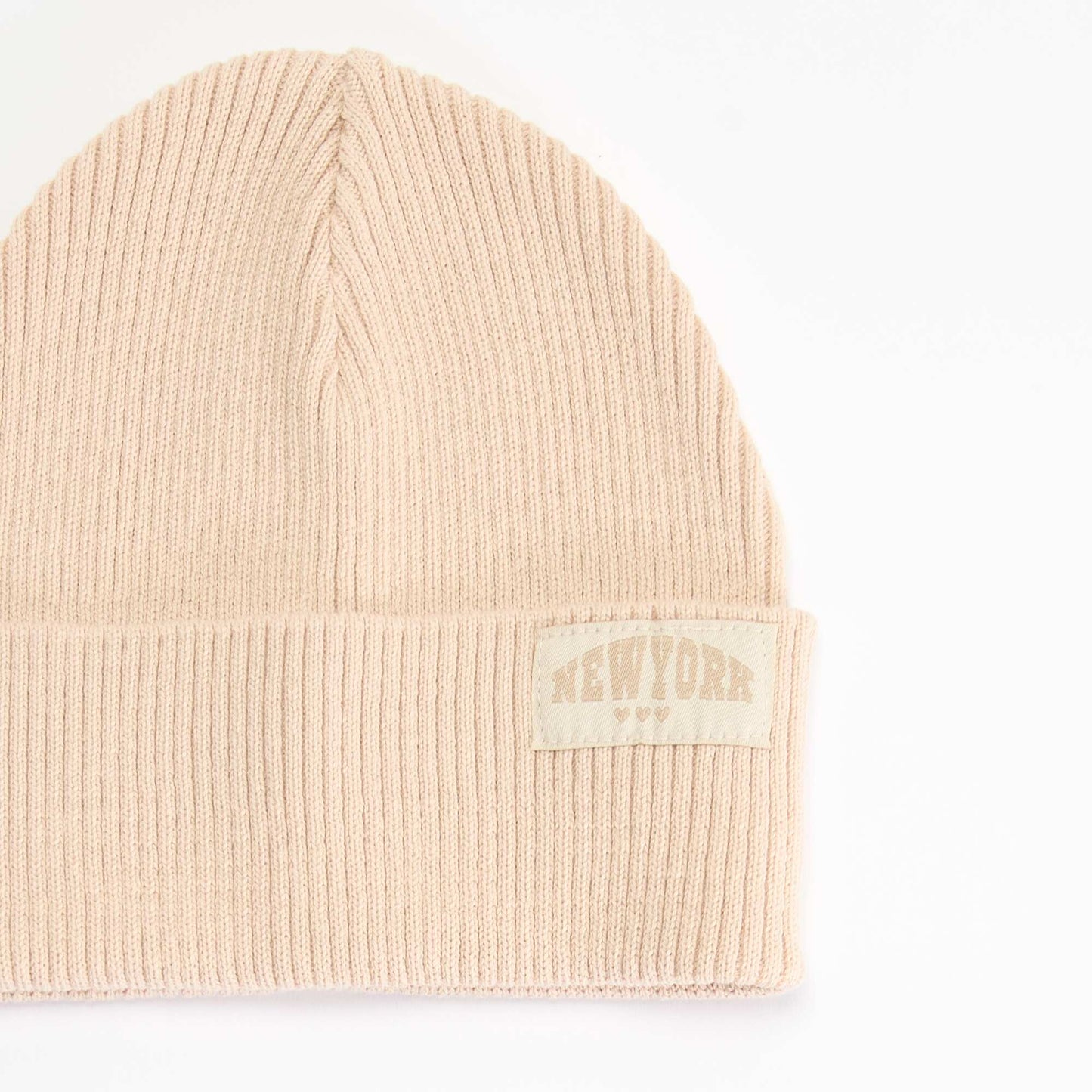 Solid Beanie with Cuff BEIGE