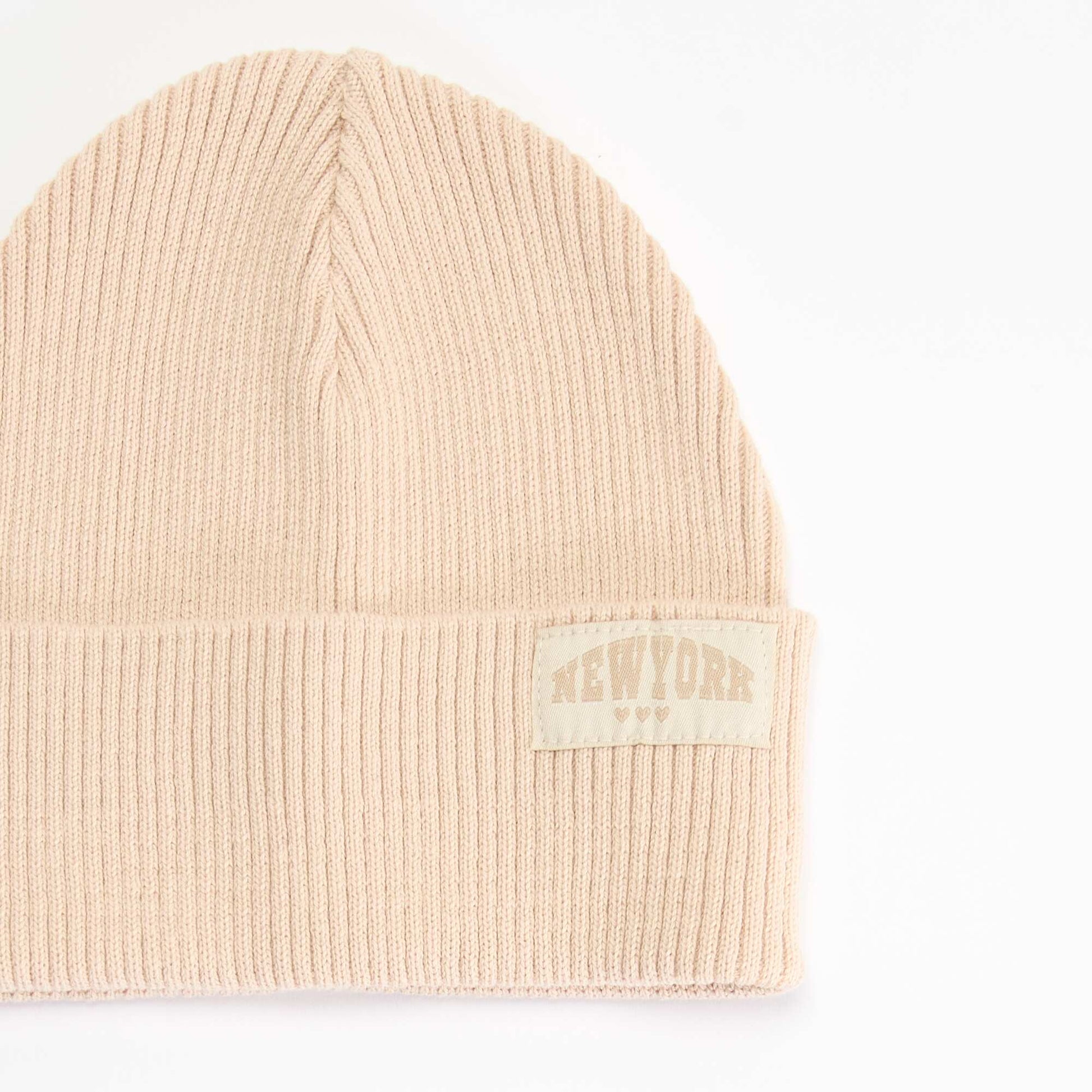 Solid Beanie with Cuff BEIGE