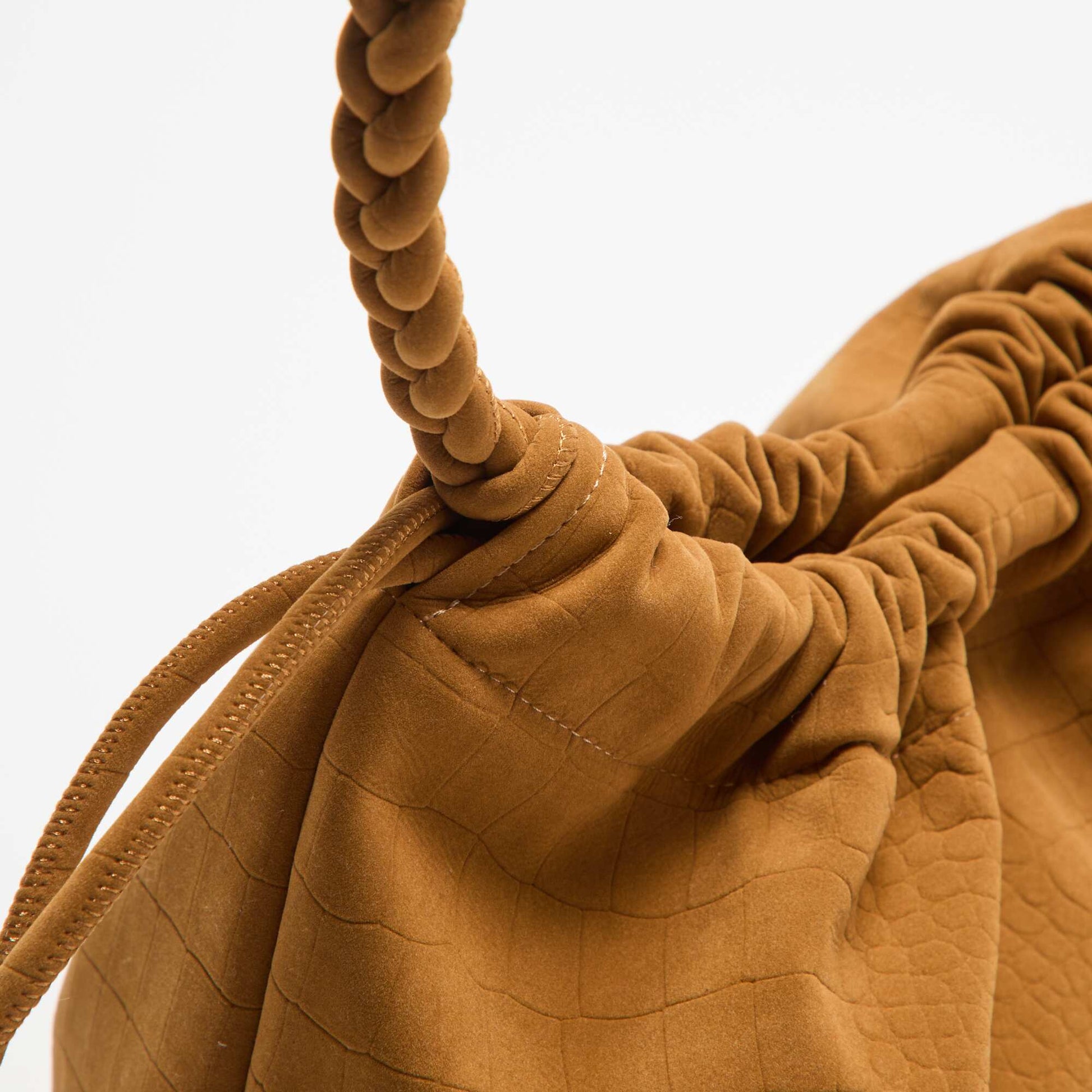 Faux Suede Bucket Bag BEIGE