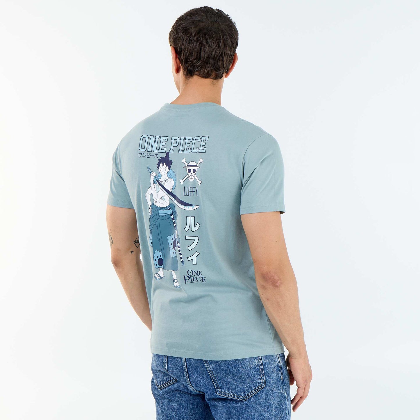 'One Piece' short-sleeved t-shirt with front/back print BLUE
