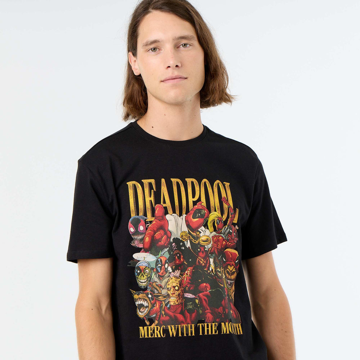 'Deadpool' 'Marvel' Short-Sleeved T-Shirt BLACK