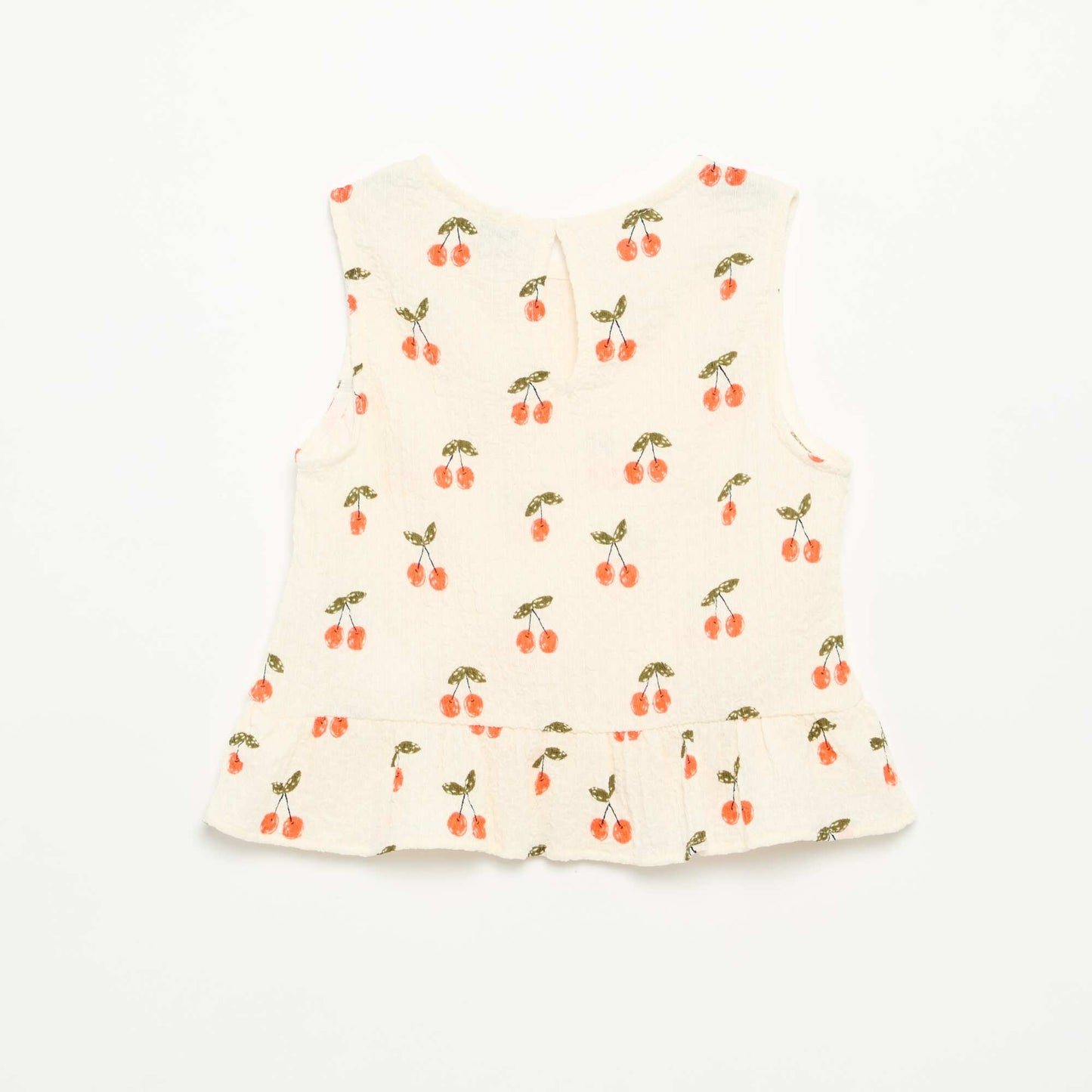 Waffle-Knit Sleeveless Blouse WHITE