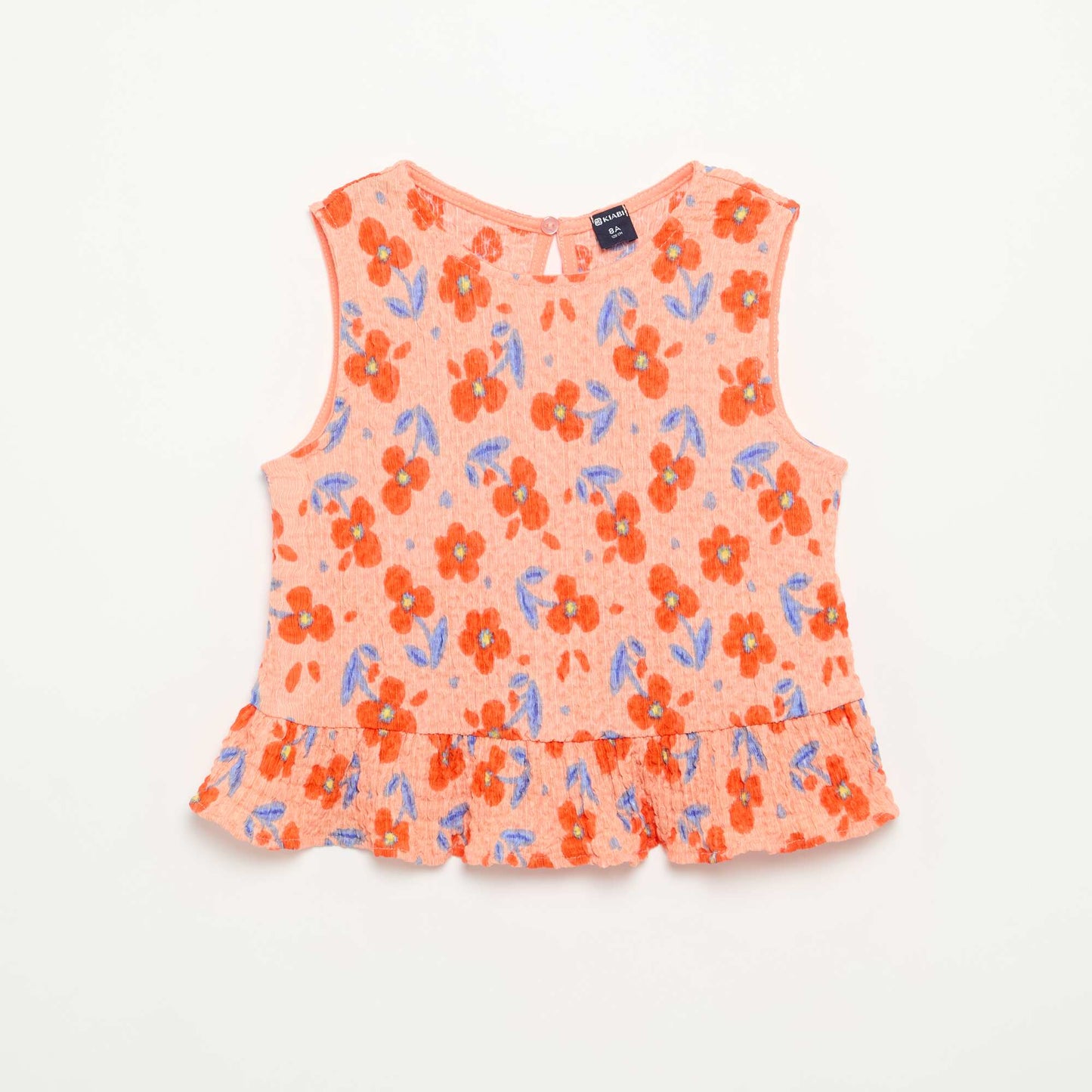 Waffle-Knit Sleeveless Blouse ORANGE