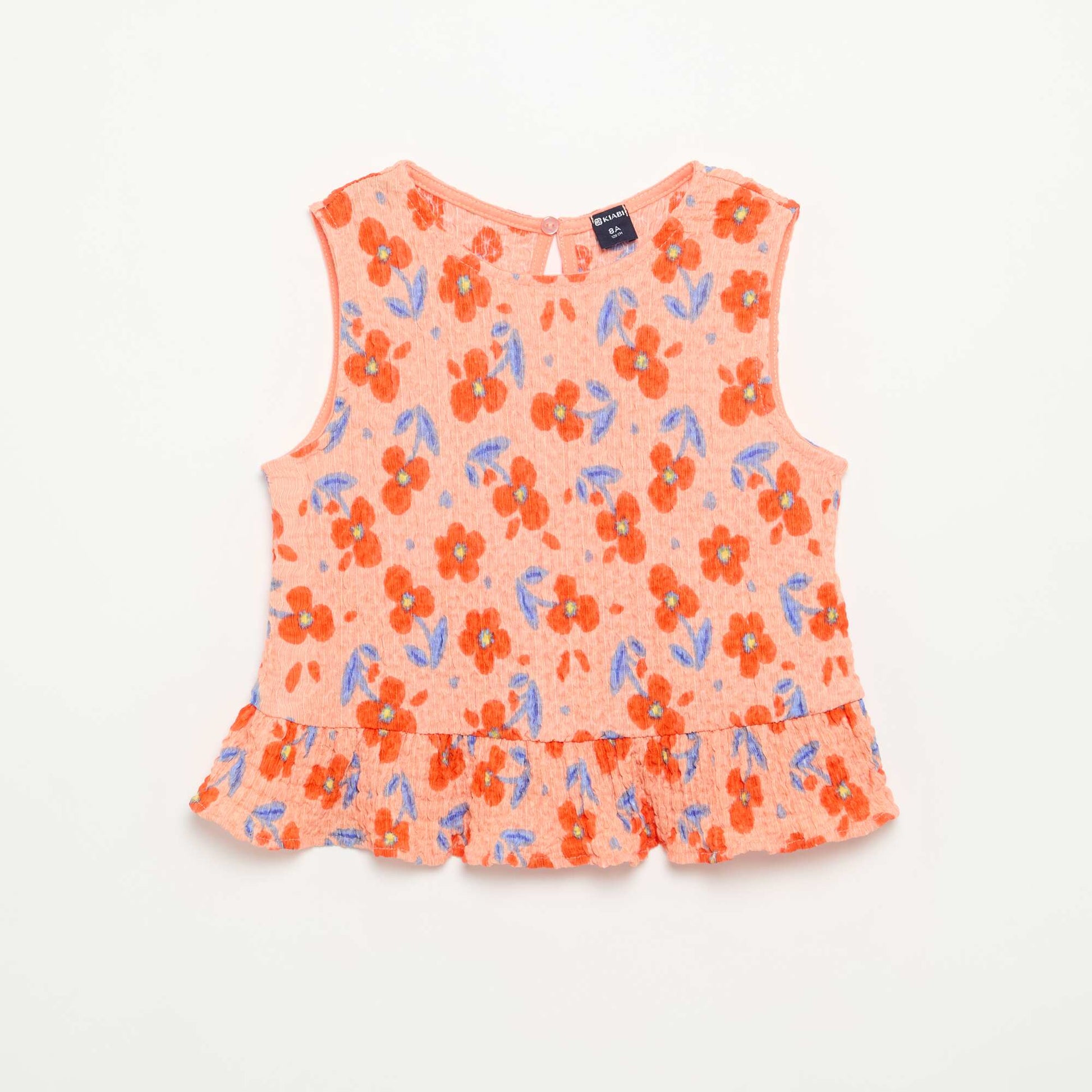 Waffle-Knit Sleeveless Blouse ORANGE