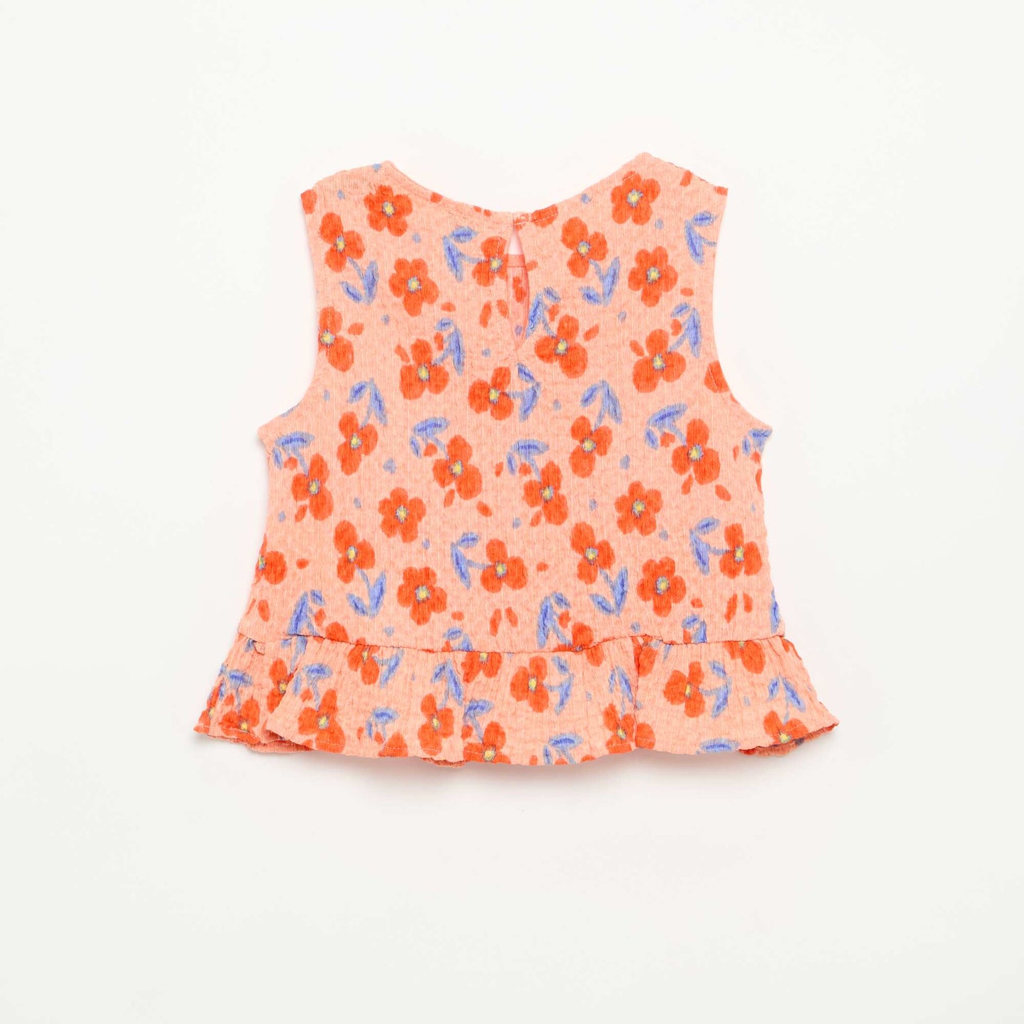 Waffle-Knit Sleeveless Blouse ORANGE