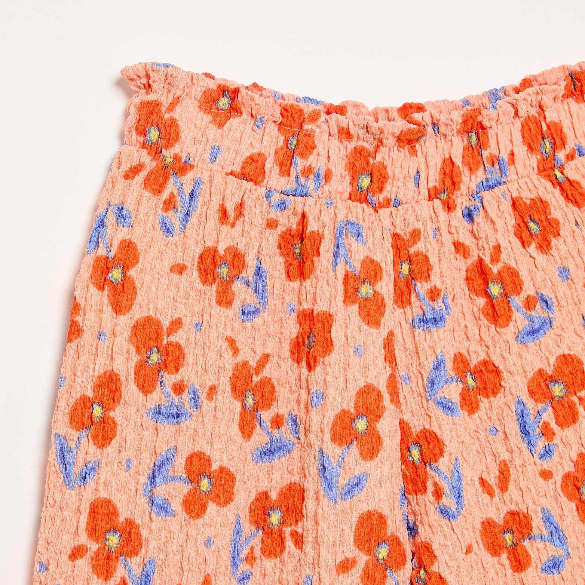 Wide-leg pants with ruffled hems ORANGE