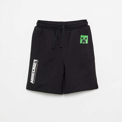 'Minecraft' unbrushed fleece shorts BLACK