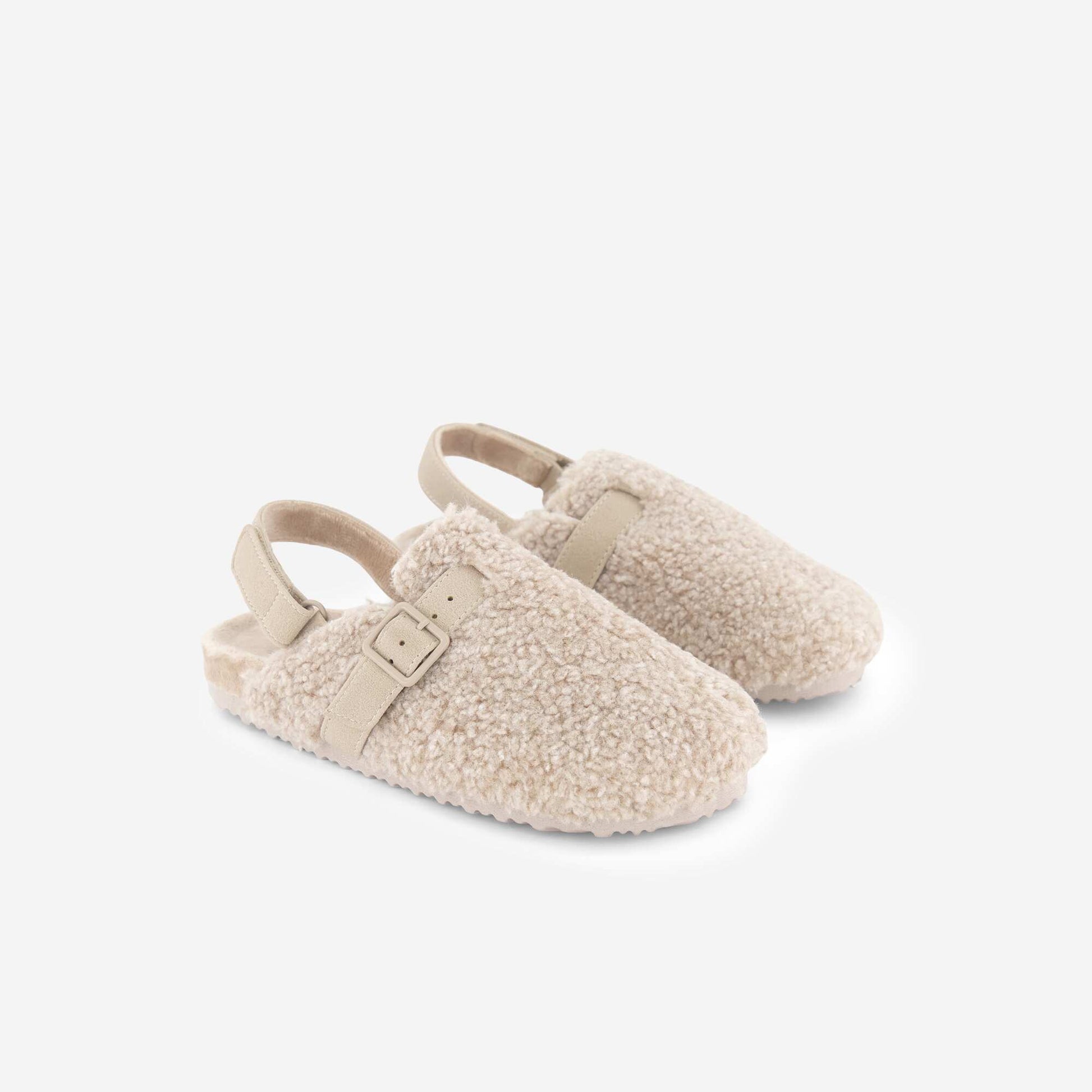 Faux Fur Lined Mules BEIGE