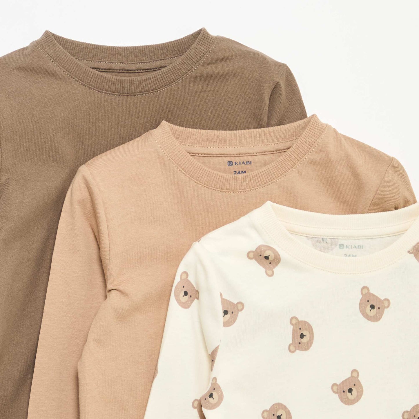 Pack of 3 long-sleeved t-shirts BEIGE