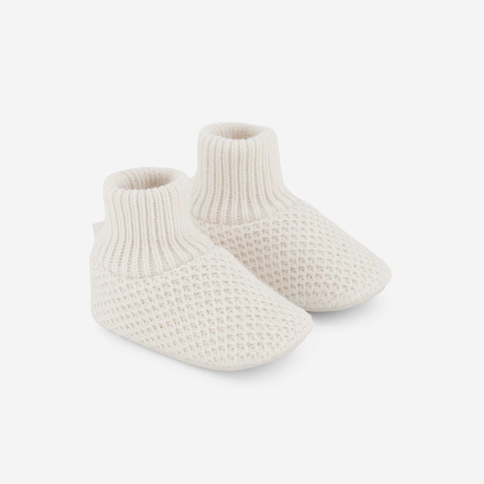 Knitted high-top booties BEIGE