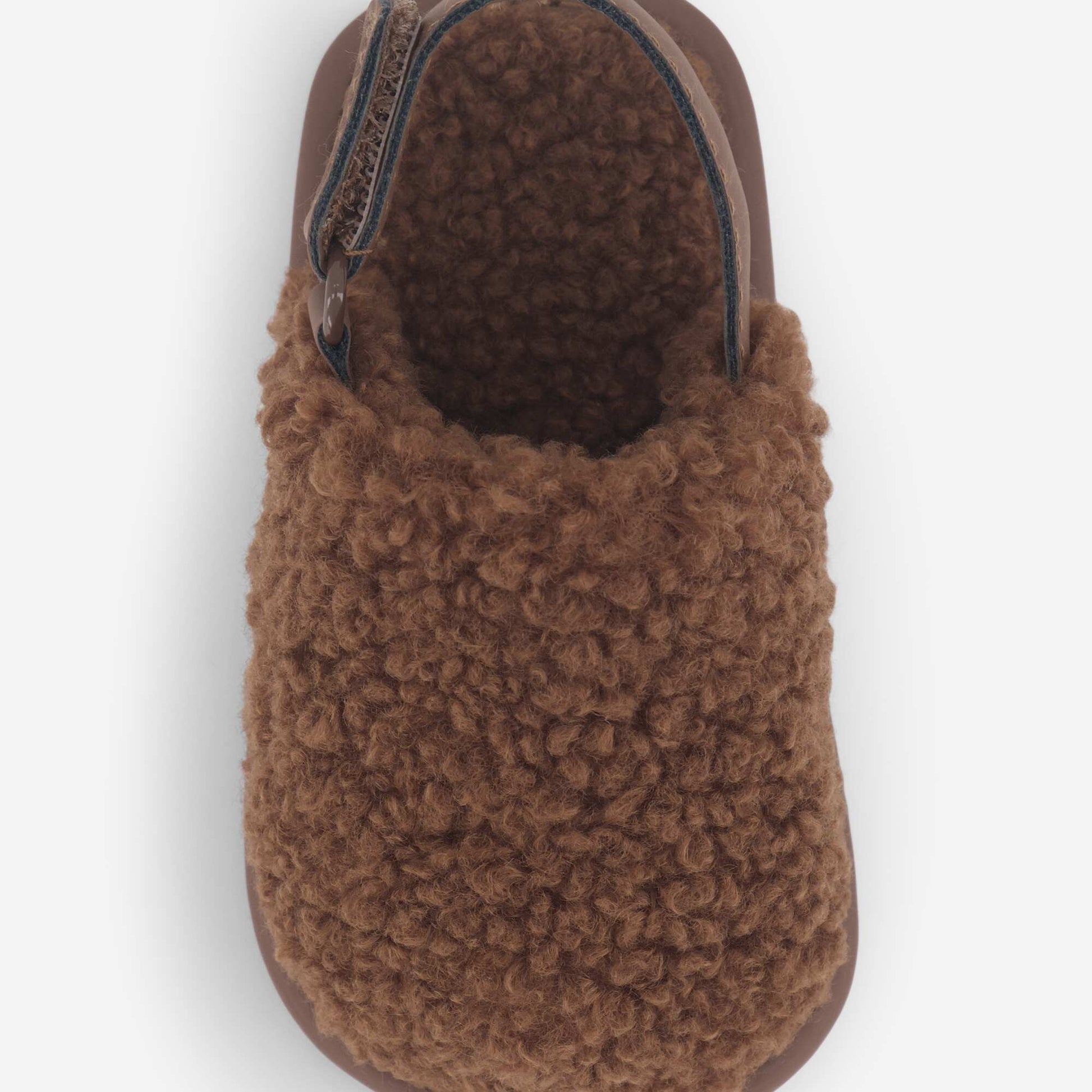 Mule Slippers with Securing Straps BROWN