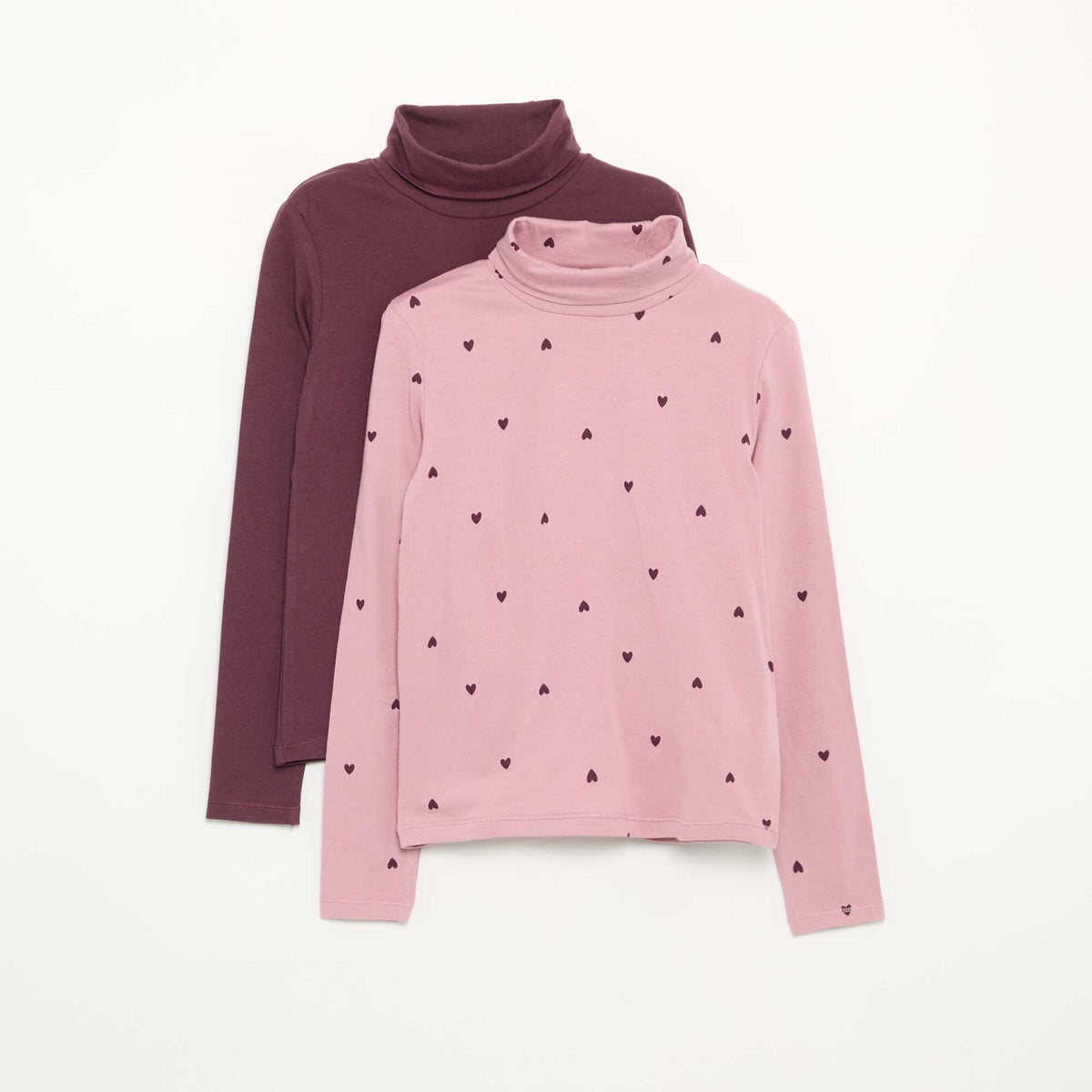 Set of 2 Roll-Neck Tops PURPLE