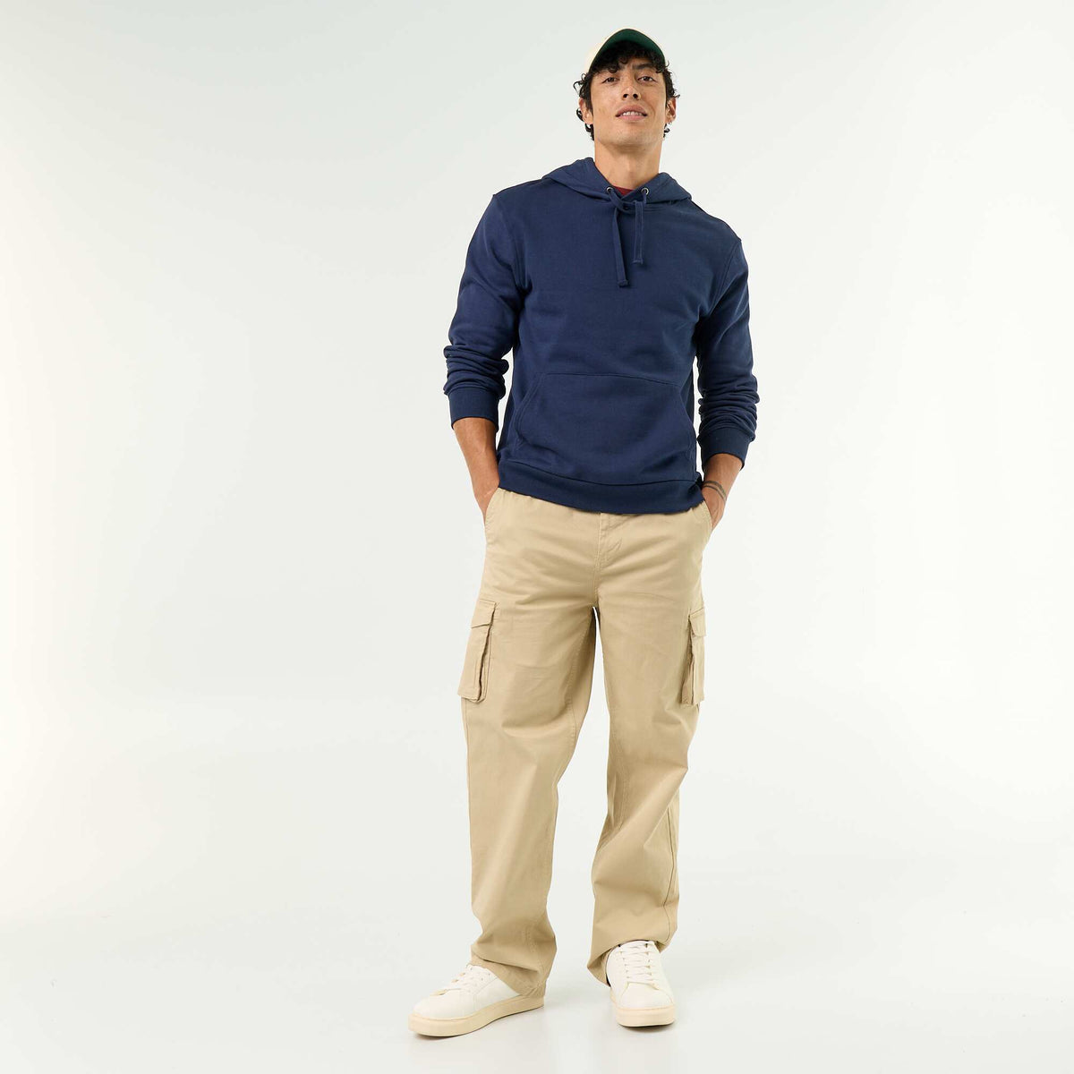 Plain Hooded Sweatshirt NAVY