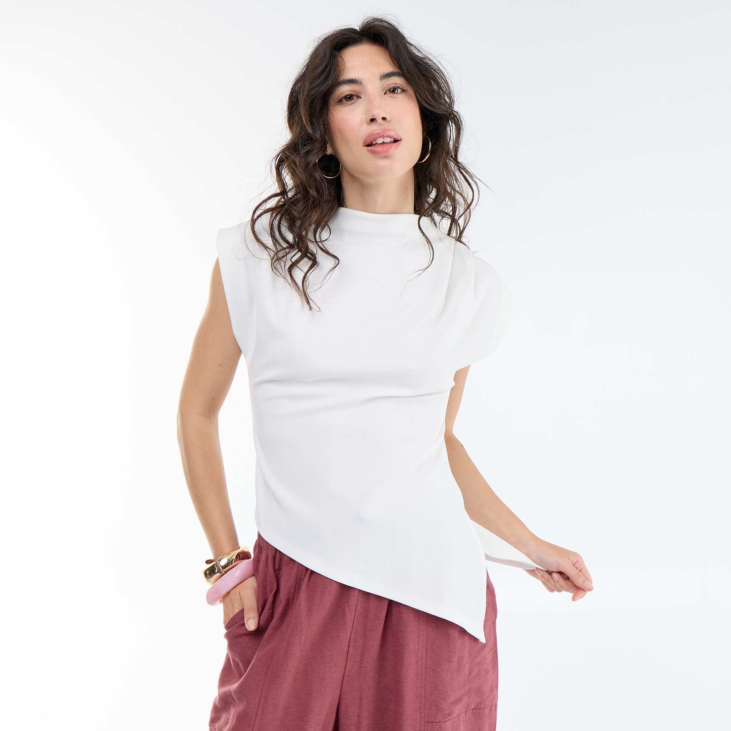Asymmetrical Sleeveless Tank Top WHITE