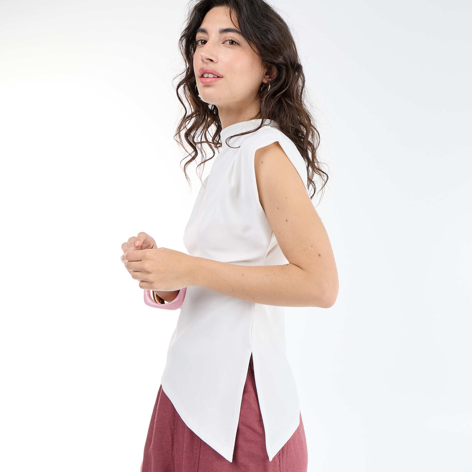 Asymmetrical Sleeveless Tank Top WHITE