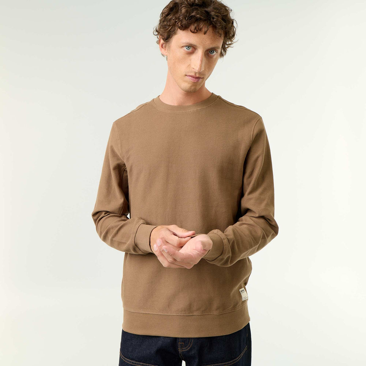 Ribbed Fine-Gauge Knit Sweater BROWN